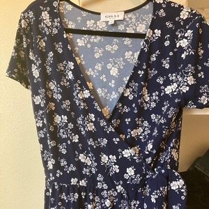 Navy Faux Wrap Jumpsuit